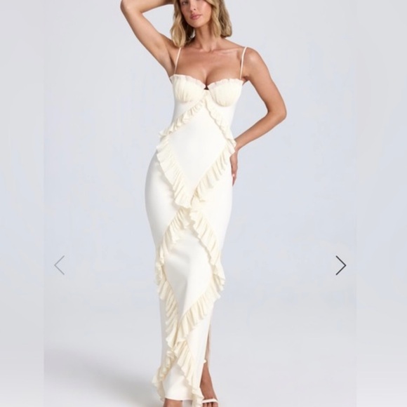 Oh Polly Kazumi Cream Ruffle Maxi Dress - Picture 1 of 1